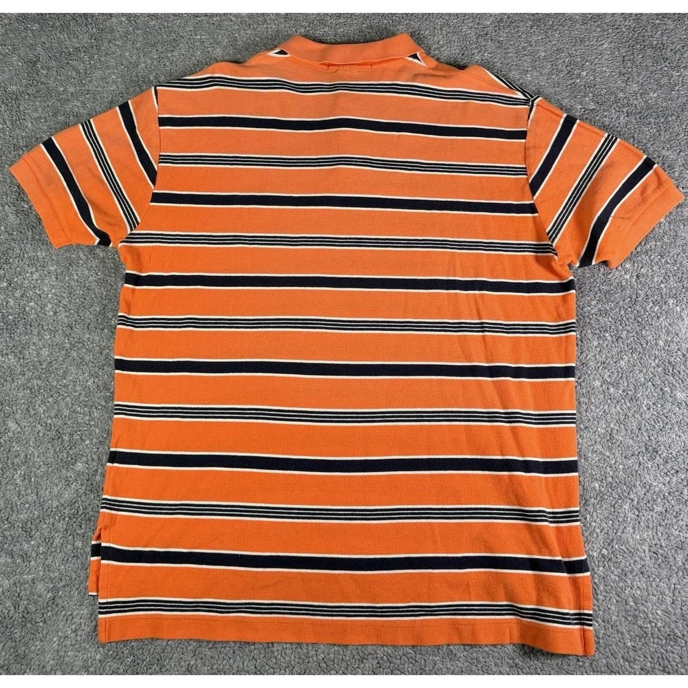Polo Ralph Lauren Shirt Mens Large Orange Striped Short Sleeve Polo Prep Y2K VTG